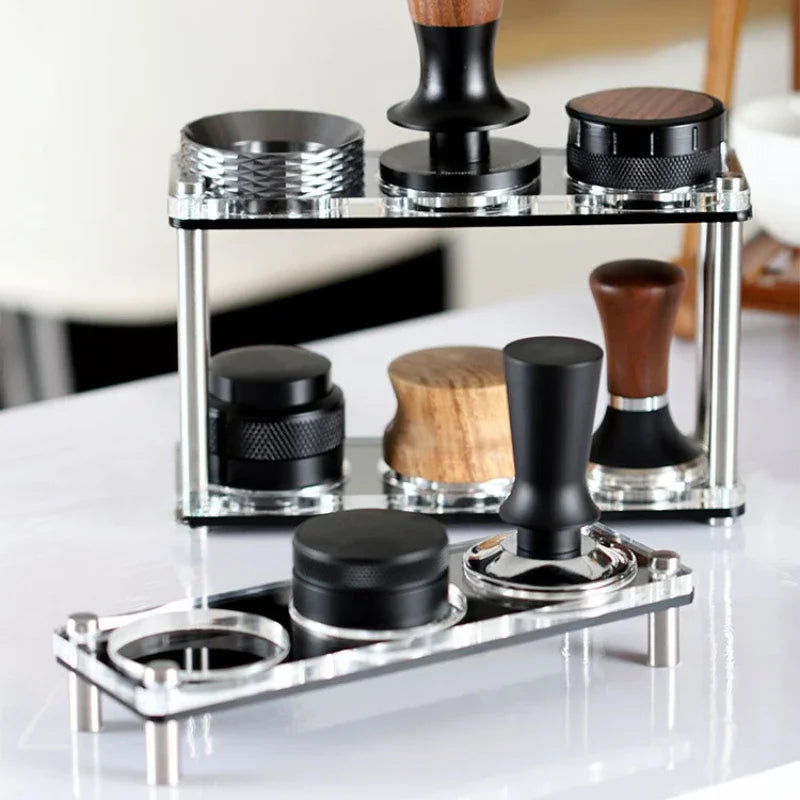 Afralia™ Acrylic Coffee Bar Utensil Rack & Powder Press Set