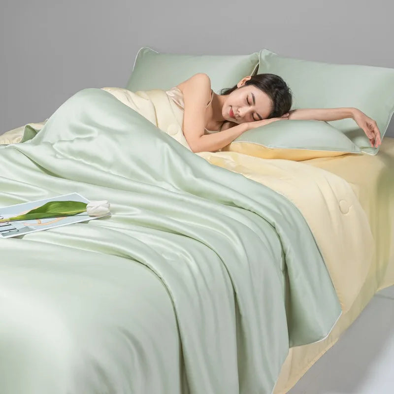 Afralia™ Cool Ice Silk Summer Quilt Set for Single Double Beds