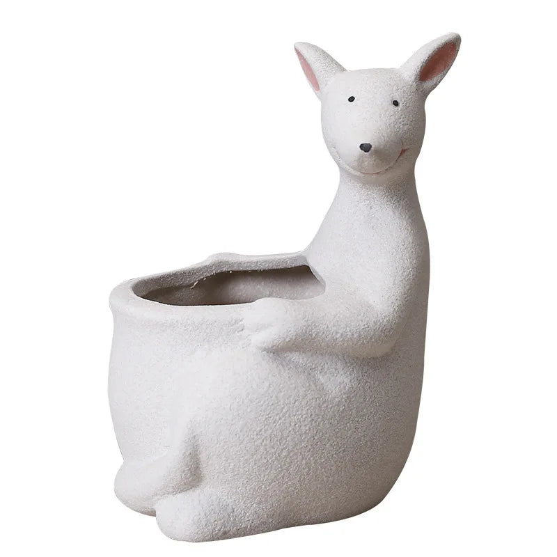 Afralia™ Kangaroo Cartoon Ceramic Flower Pot Vase for Cactus Succulents and Plants