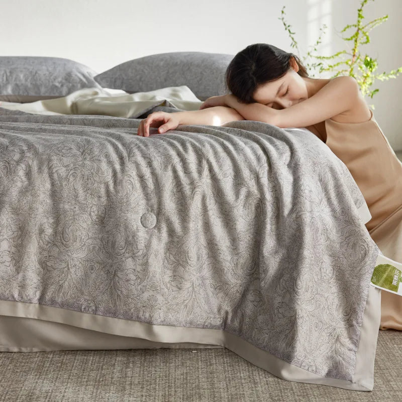 Afralia™ Nordic Satin Summer Comforter - Cooling, Silky, Breathable Quilt for Hot Flashes