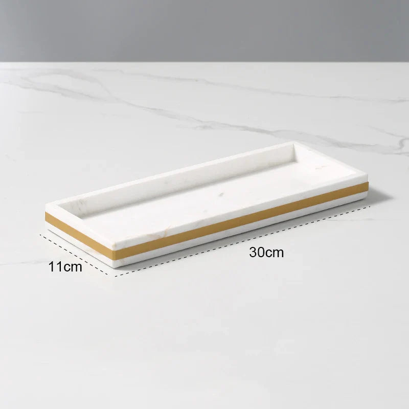 Afralia™ Volakas White Marble Bathroom Set Luxury Bath Accessories Gold Accents