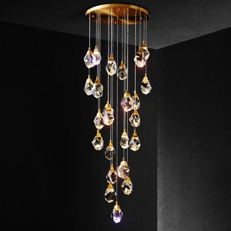 Afralia™ Diamond Crystal Chandelier: Luxury Gold LED Lighting for Staircase & Living Room