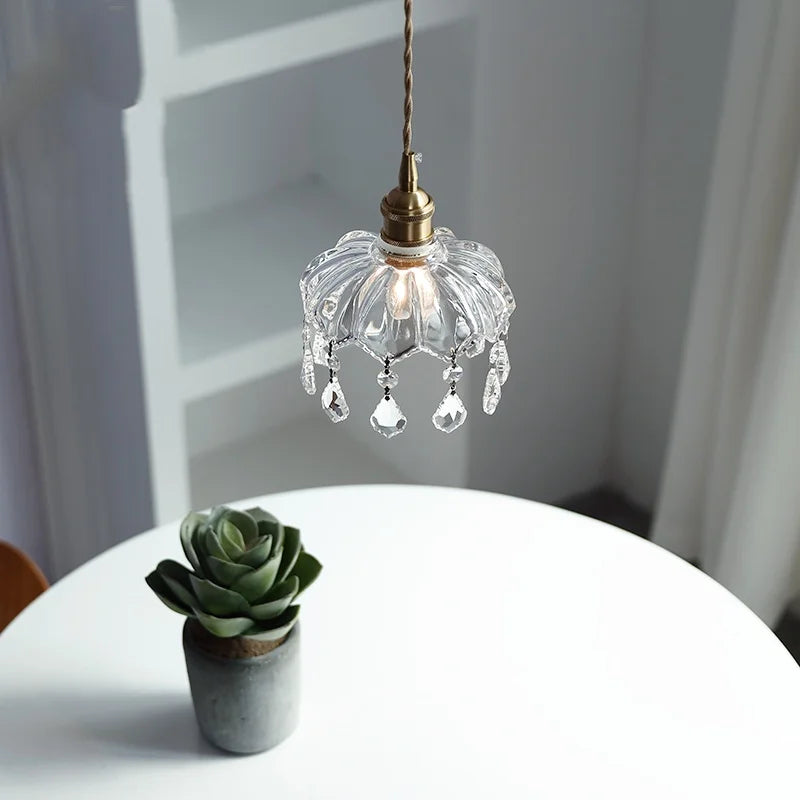 Afralia™ Nordic LED Wall Light Fixture Wood Glass Copper Hanging Lamp