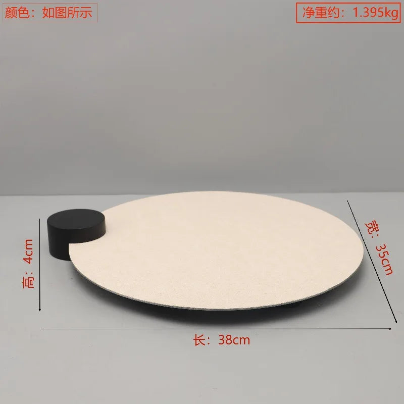 Afralia™ Modern Oval Stainless Steel Leather Tray for Home Decor
