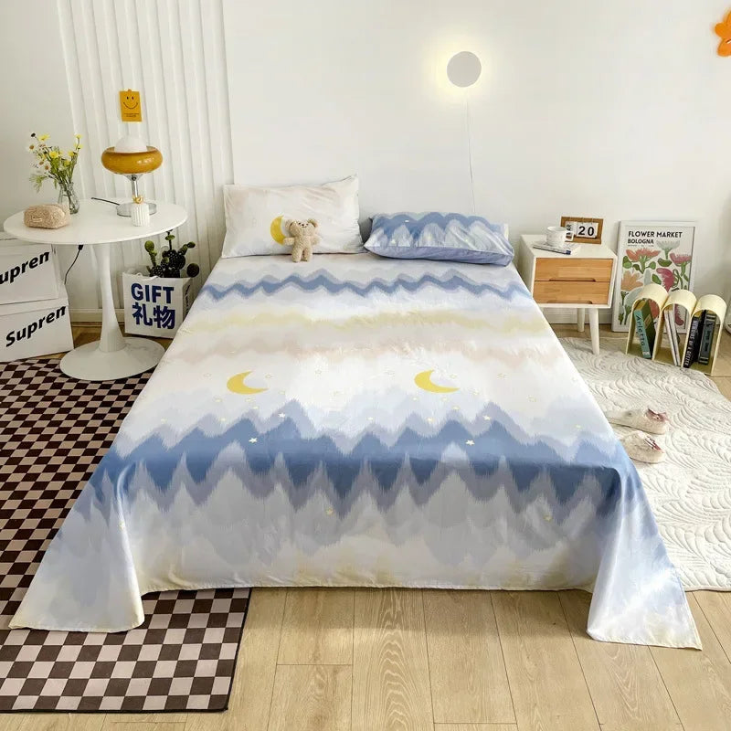 Afralia™ Tropical Plants Print Cotton Double Bed Sheet for Soft & Comfortable Sleep