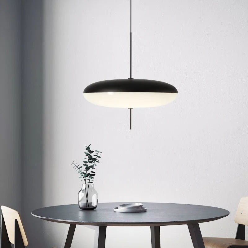 Afralia™ Modern Saucer Pendant Light 30/50cm Black White for Home & Commercial Decor