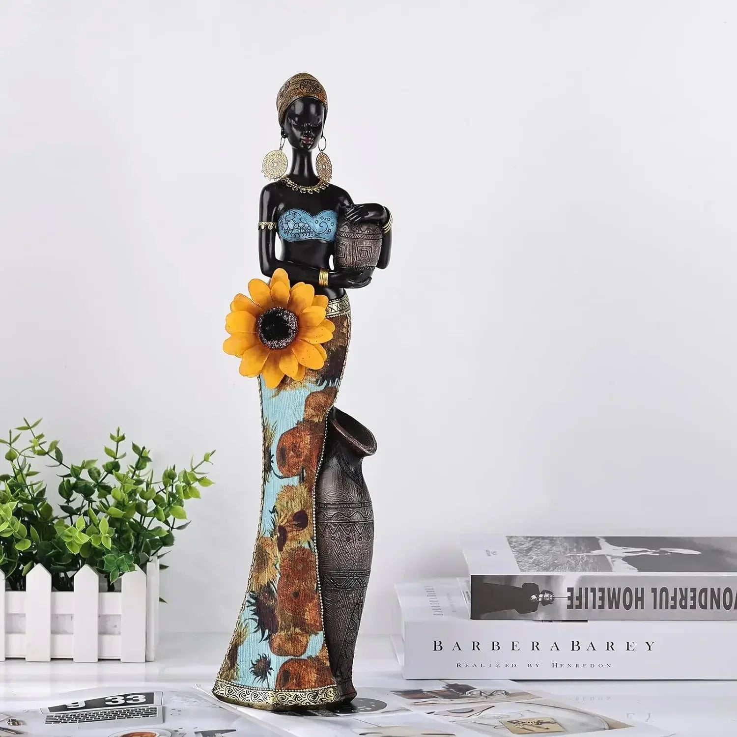 Resin Tribal Sculpture for Home Decor by Afralia™