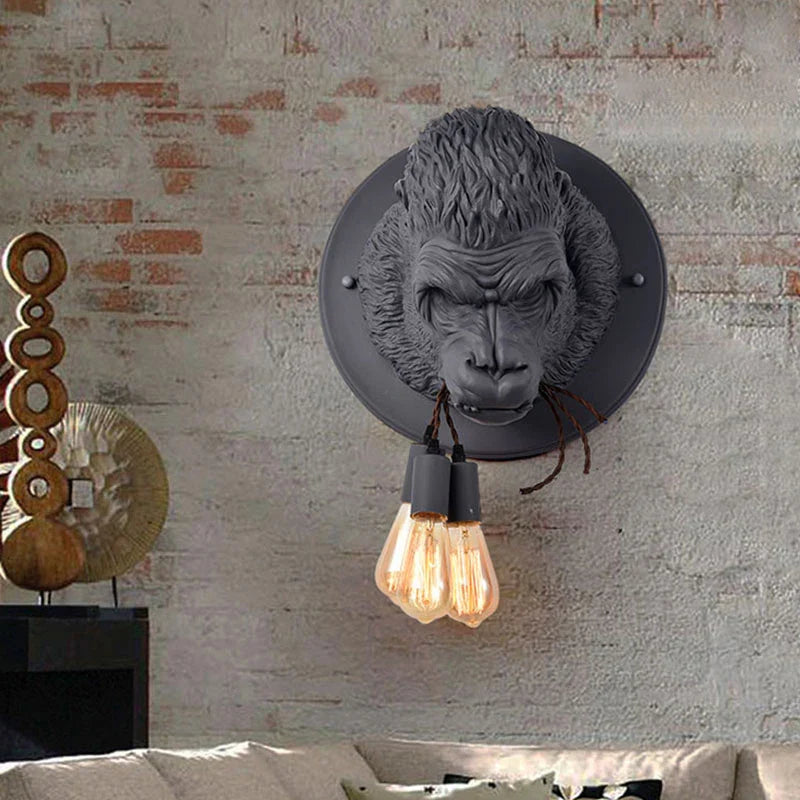 Afralia™ Gorilla Resin Wall Lamp: Modern Retro Animal LED Home Decor Bedside Lighting