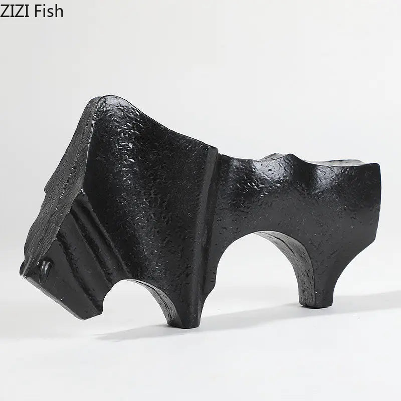 Afralia™ Bull Statue: Abstract Cast Iron Cattle Sculpture for Modern Home Decor