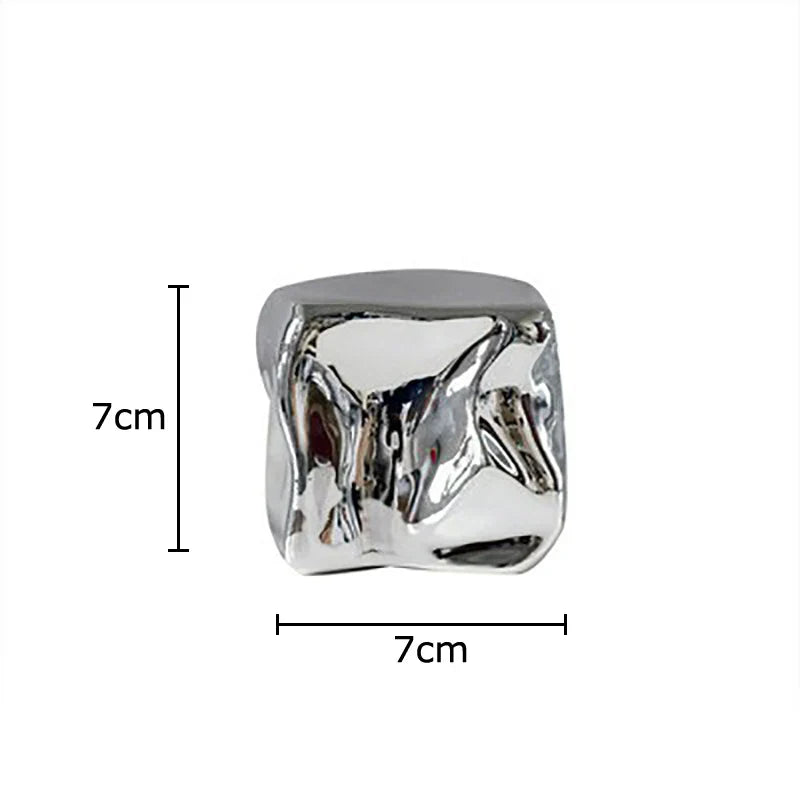 Afralia™ Silver Plated Geometric Cube Sculpture Room Decor