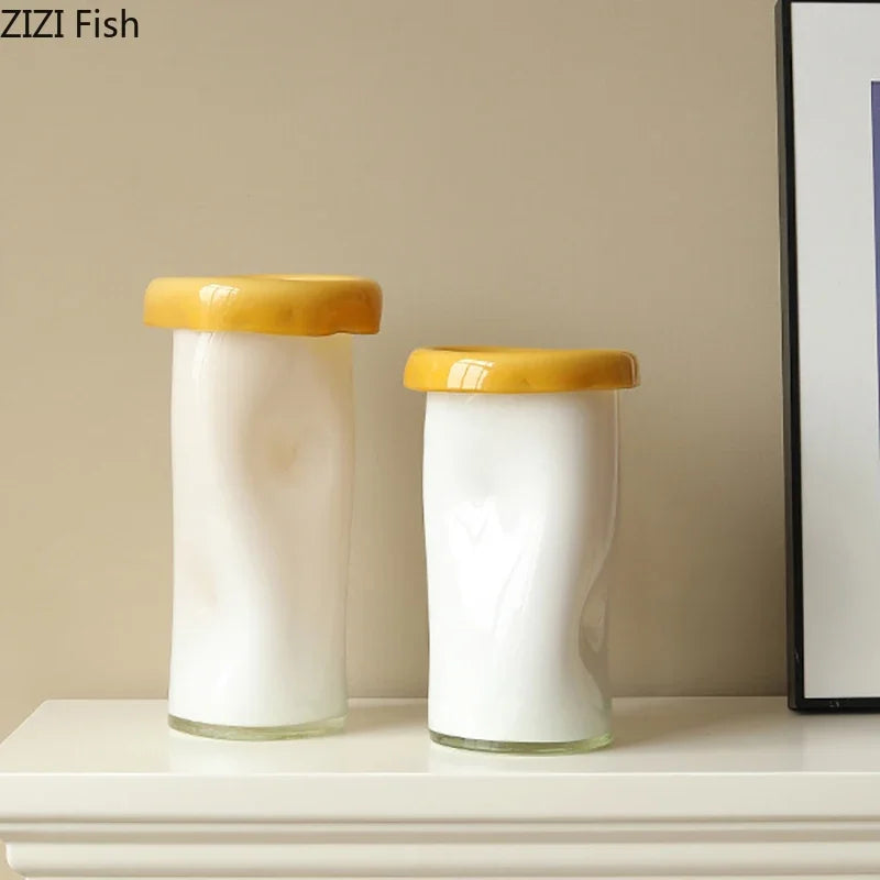 Afralia™ White Glass Vase Hydroponics Plant Pots Table Floral Room Decor