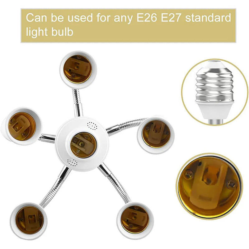 Afralia™ 6-in-1 E26 E27 Light Splitter Socket Adapter for LED Bulbs