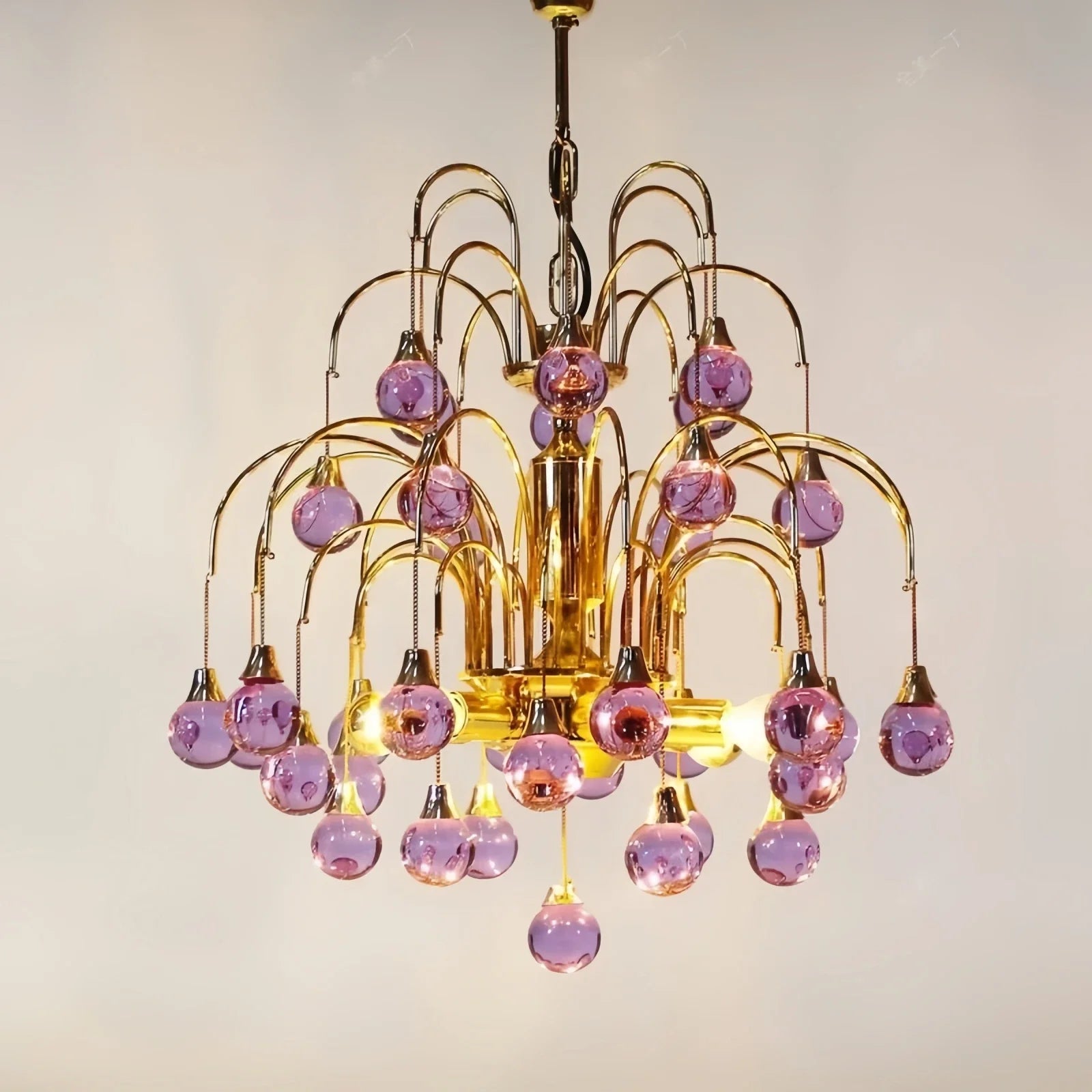 Afralia™ Teardrop Murano Glass Chandelier in Red Purple - Cherry Atmosphere Decor