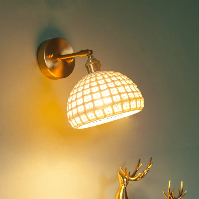 Afralia™ Nordic Modern LED Wall Lamps Copper Arm Ceramic for Home Decor