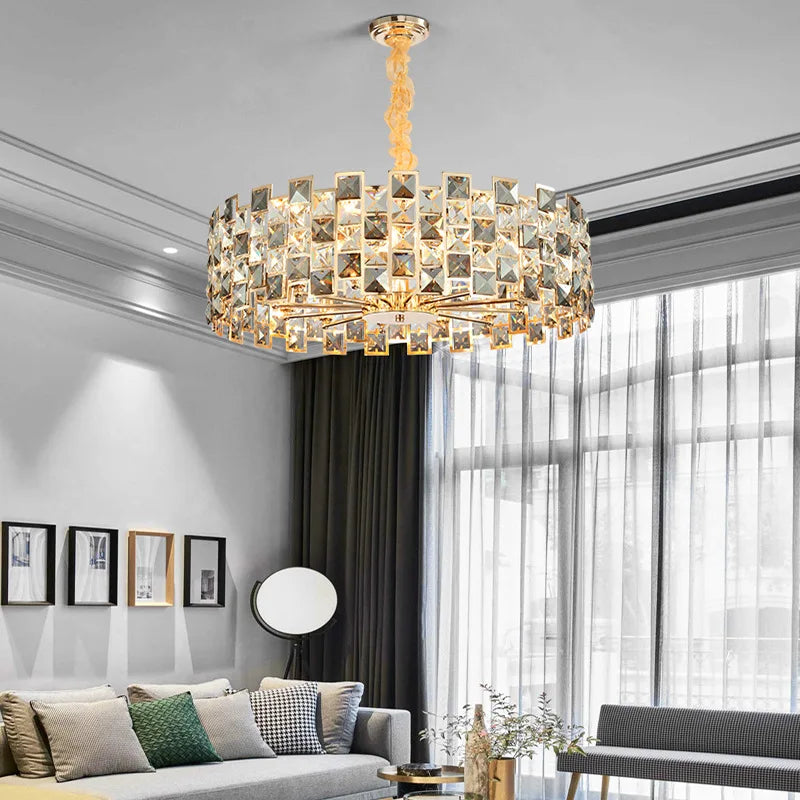 "2025 Afralia™ Crystal Gold Chandelier Pendant Lamp for Luxury Home Decor"