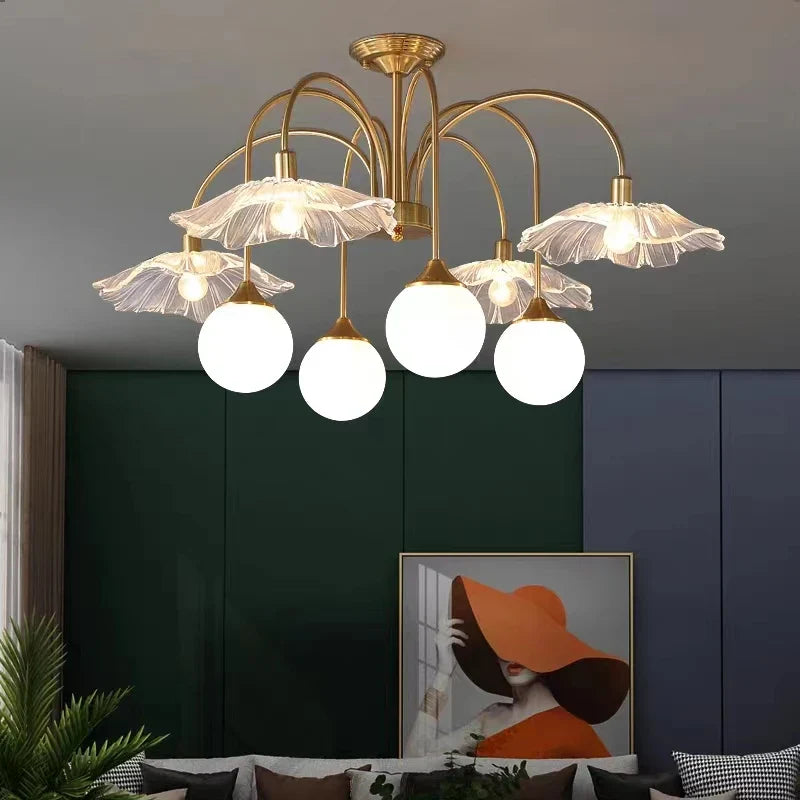 Afralia™ Nordic Glass Ball LED Chandelier for Bedroom Dining Room Ceiling Lighting