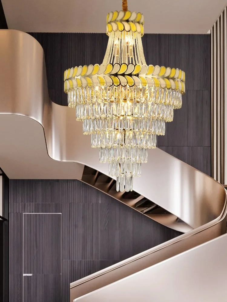 Afralia™ Luxury Duplex Building Staircase Chandelier