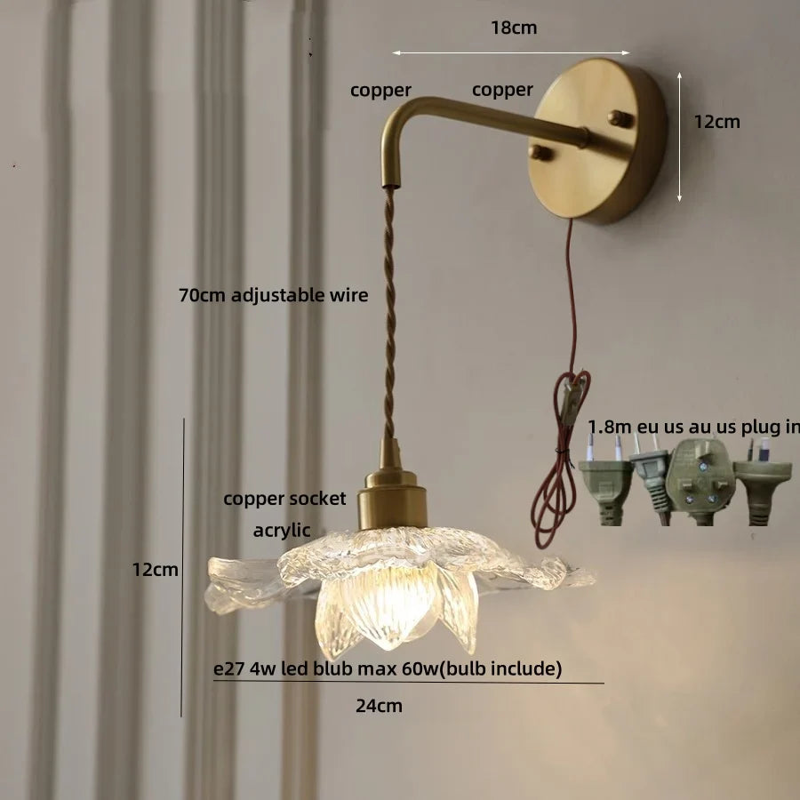 Afralia™ Copper Adjustable LED Wall Light with Pull Chain Switch