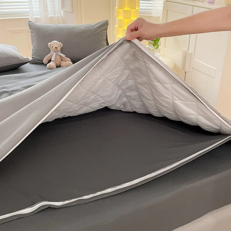 Afralia™ Solid-Color Quilted Bedding Set: Dual Purpose Summer Quilt or Duvet Cover