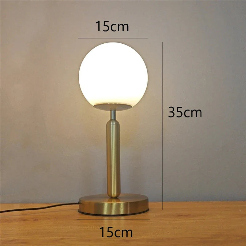 Afralia™ Glass Ball LED Table Lamp Simple Nordic Design Elegant Bedroom Decor