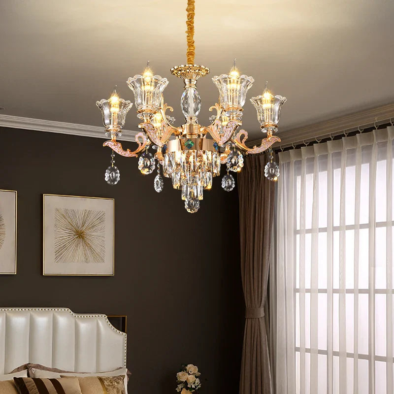 Afralia™ Luxury European Crystal Chandelier Living Room Lamp