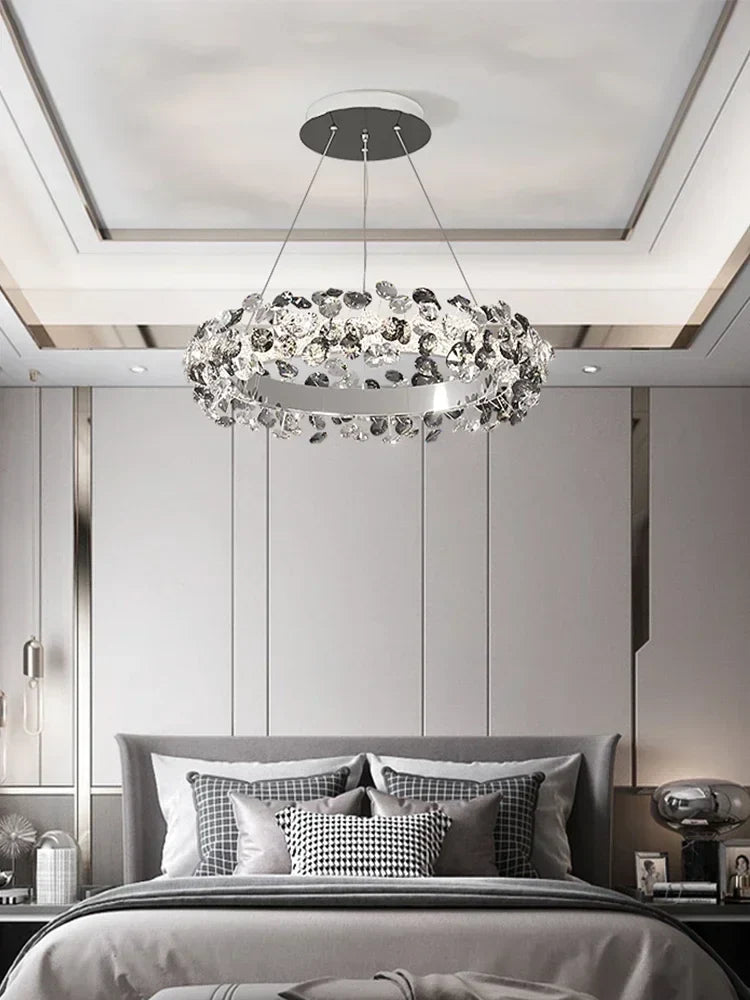 Afralia™ Sun Flower Crystal LED Ring Pendant Chandelier - Luxury Nordic Ceiling Light