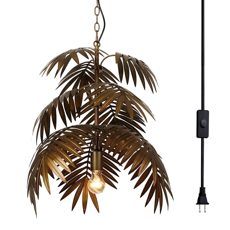 Afralia™ Boho Coconut Leaf Chandelier: Coastal Tree Light for Loft, Restaurant, Island