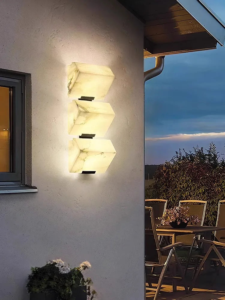 Afralia™ Geometric LED Outdoor Wall Sconce Cube Light for Corridor Backyard