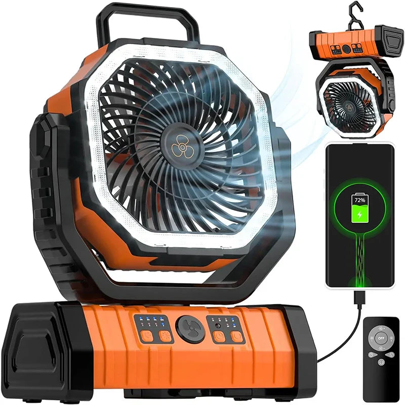 Afralia™ Portable Desk Fan with LED Light: Rechargeable and Quiet for Camping or Home
