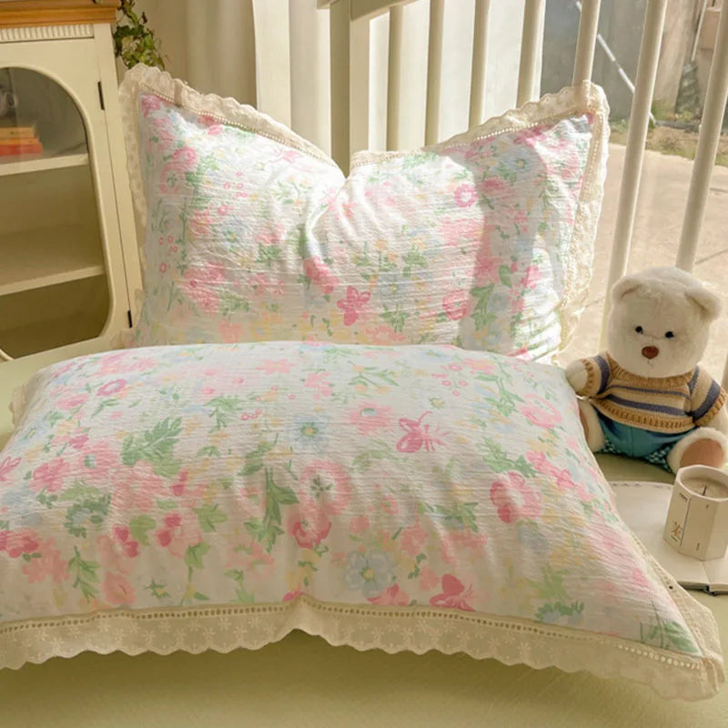 Afralia™ Hollow Lace Bedding Set: Fitted Sheet, Quilt Cover, Pillowcase - Skin-Friendly & Cozy