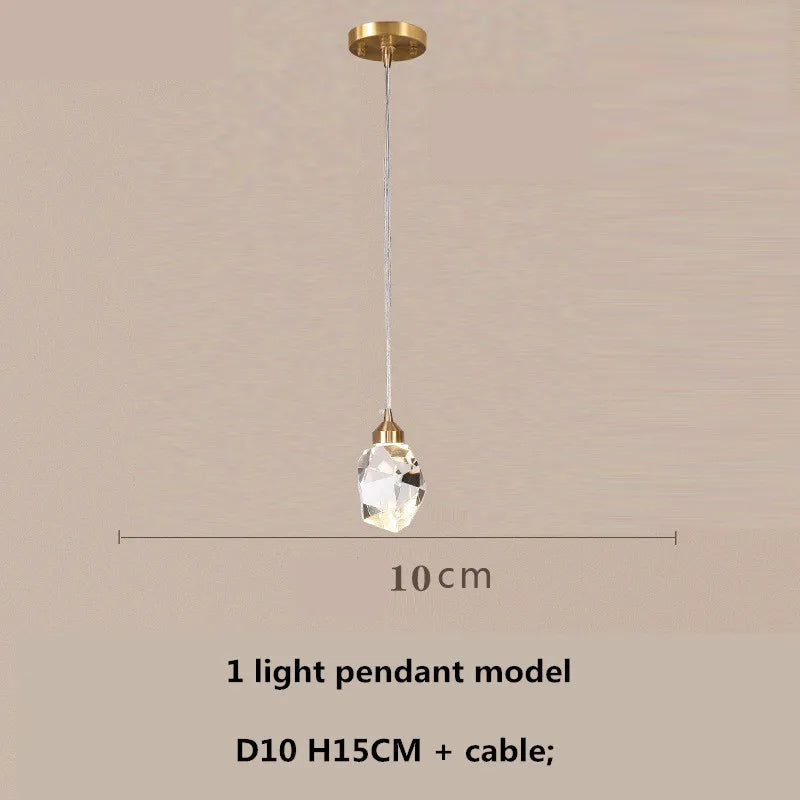 Afralia™ Copper LED 3-Light Dimmable Crystal Chandelier