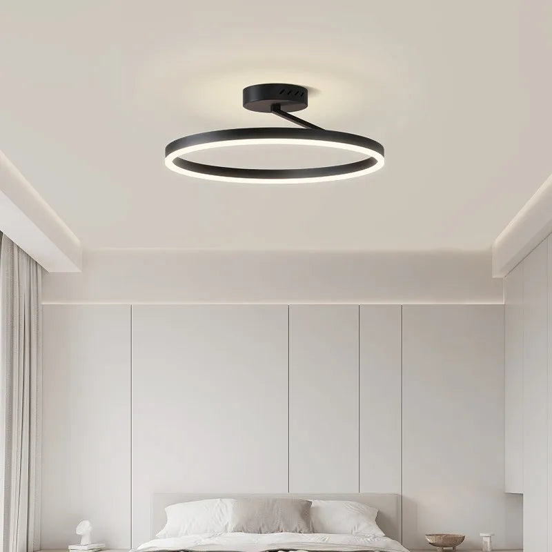 Afralia™ Minimalist Nordic LED Ceiling Chandelier in White/Black Aluminium