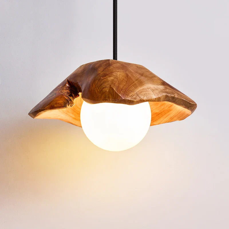 Afralia™ Wood Grain 3-Light Retro Style Pendant Light for Living Room and Bedroom