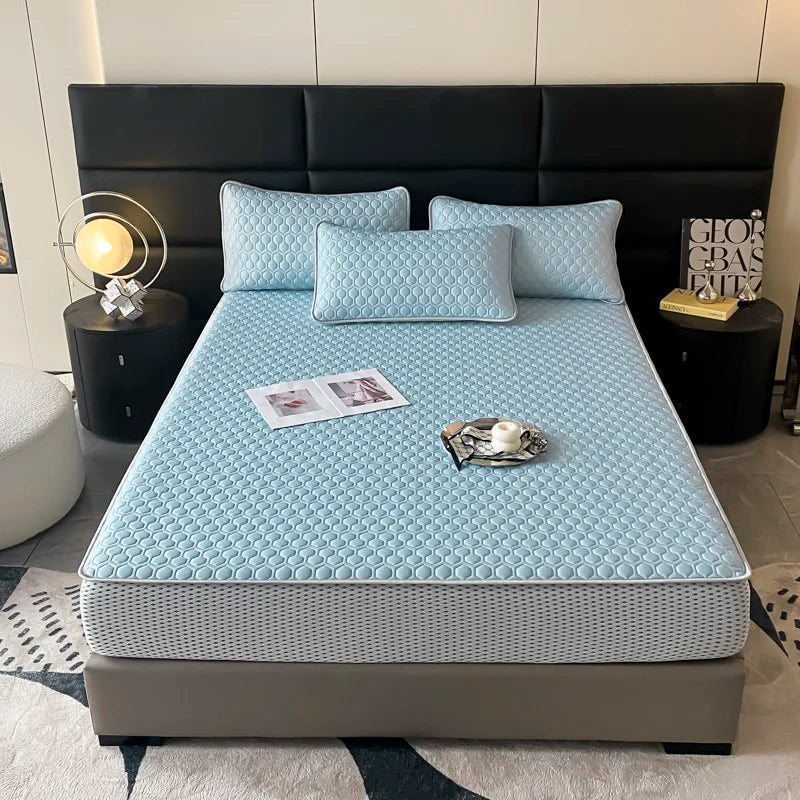 Afralia™ Cool Summer Bed Mat Set Queen - High-quality Ice Silk Fabric