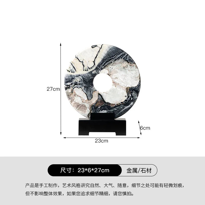 Afralia™ Marble Round Sculpture - Home Decor Handicraft Figurine