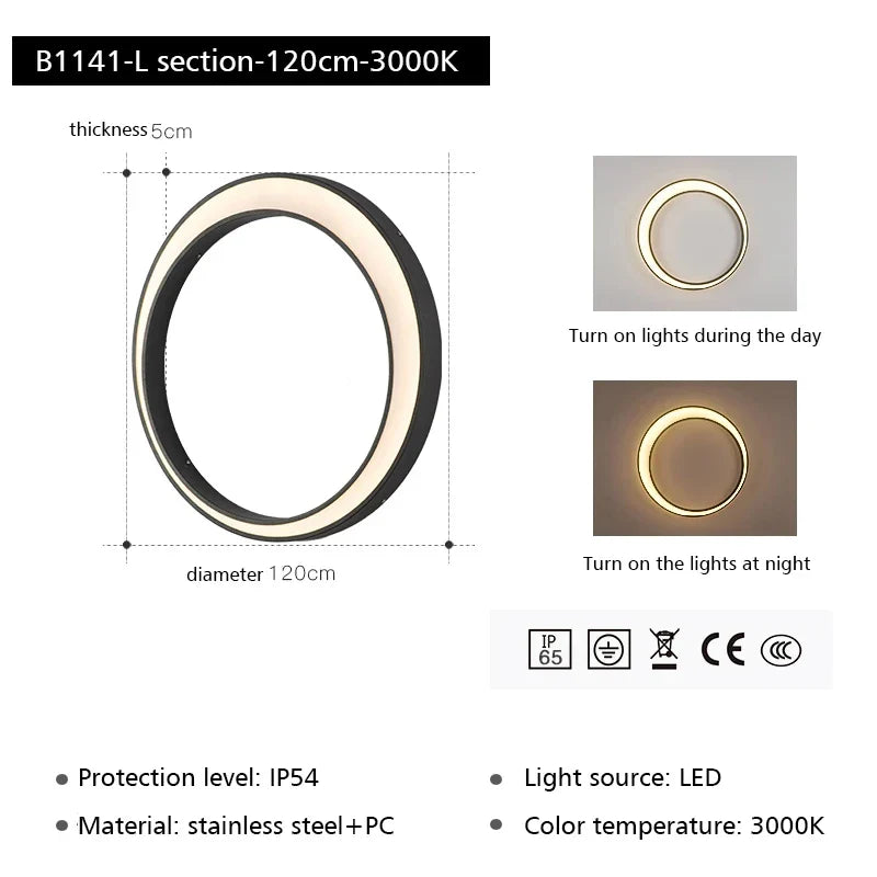 Afralia™ LED Outdoor Moon Wall Lamp Waterproof Modern Minimalist Sconce for Courtyard Balcony
