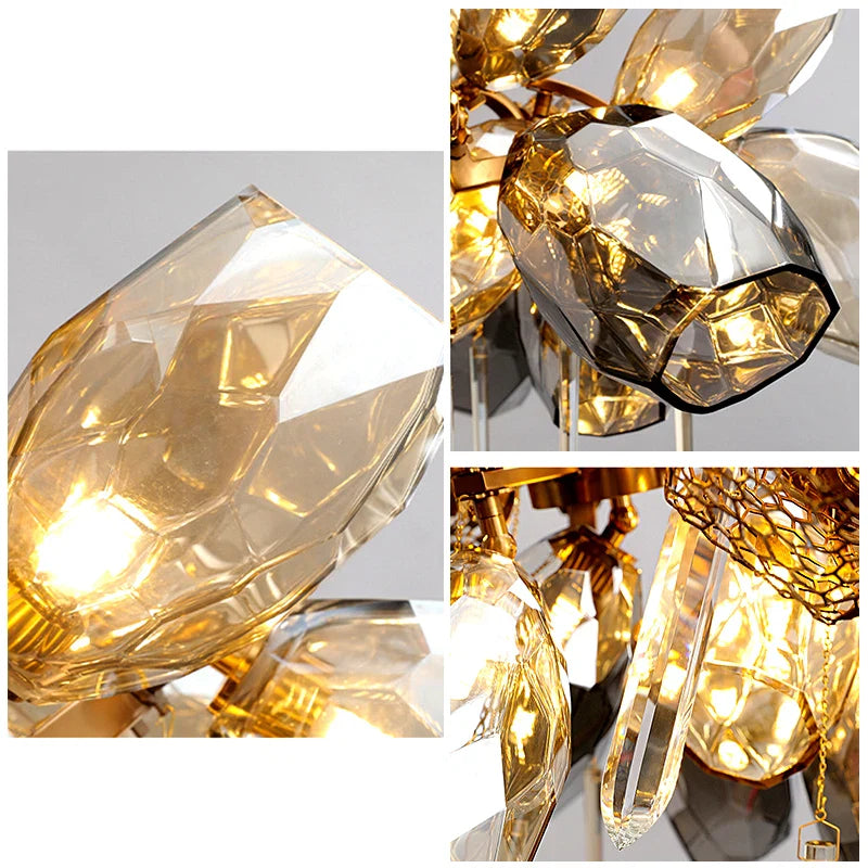 Afralia™ Glass Ceiling Chandeliers for Staircase - Post-modern Designer Home Decor Light