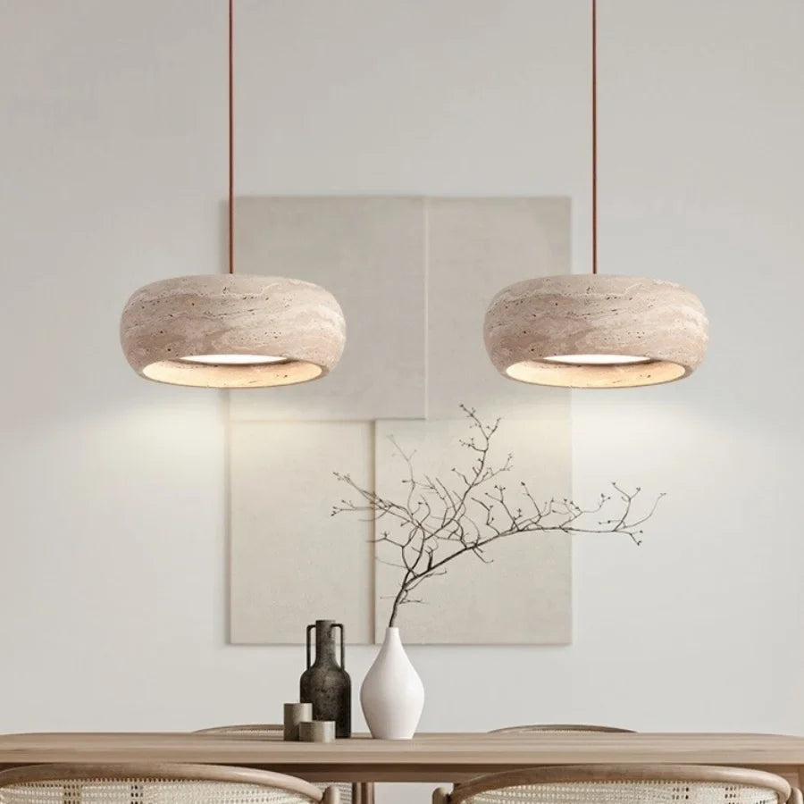 Afralia™ Yellow Cave Stone LED Pendant Light | Nordic Modern Wabi Sabi Hanging Lamp