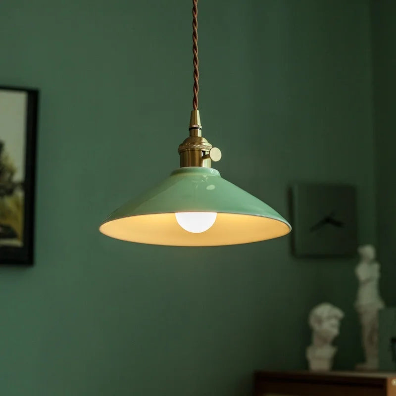 Afralia™ Green Ceramic Vintage LED Pendant Lighting for Home Decor and Ambiance