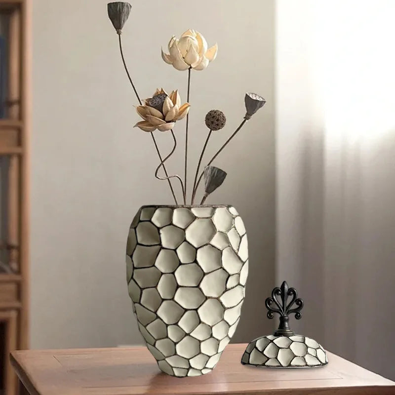 Afralia™ Geometric Diamond Check Ceramic Vase: Home Decor Floral Arrangement & Accessories