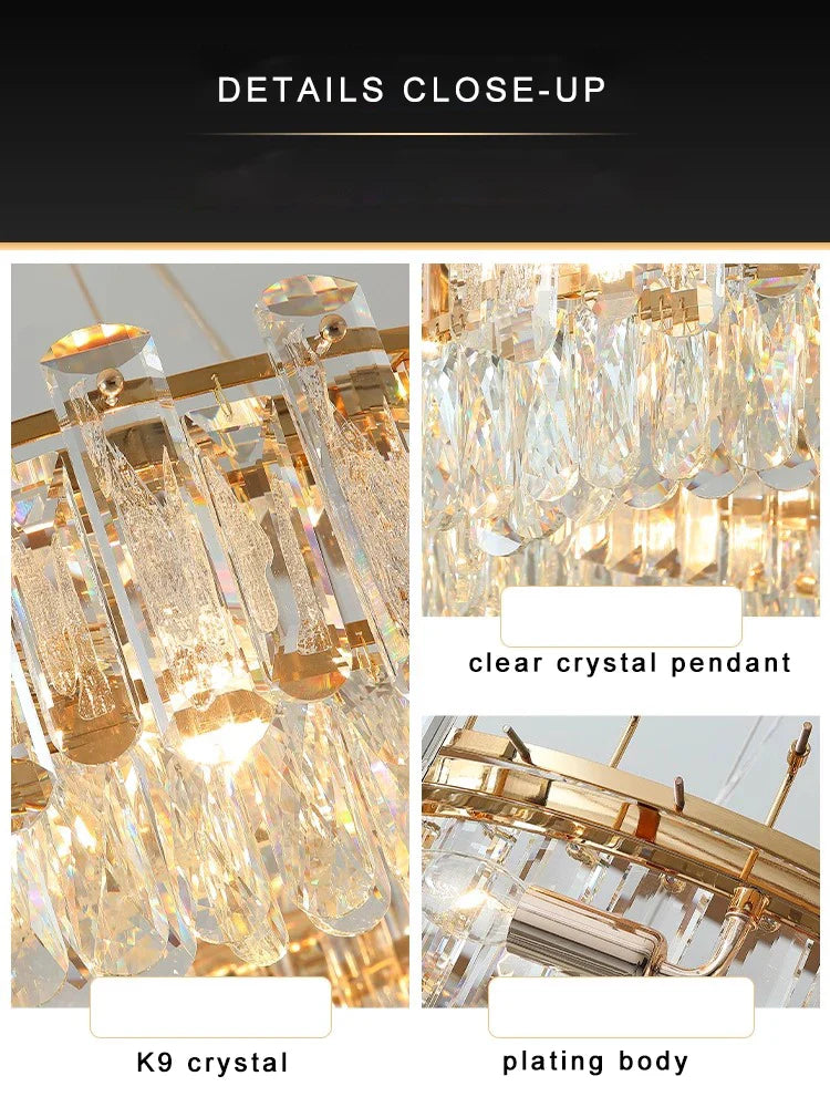 Afralia™ Clear Crystal Oval Chandelier | Luxury Dining Room Light | Height Adjustable Hanglamp