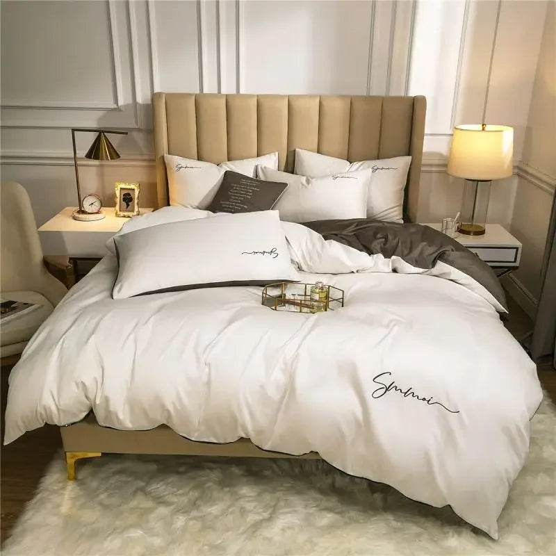 Afralia™ Egyptian Cotton Bedding Set with Sheet Pillowcase Blanket Cover - Queen King Size