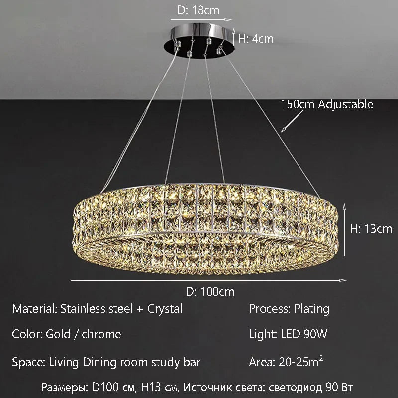 Afralia™ Crystal LED Chandelier: Dimmable Ceiling Light for Luxury Living Room Decor
