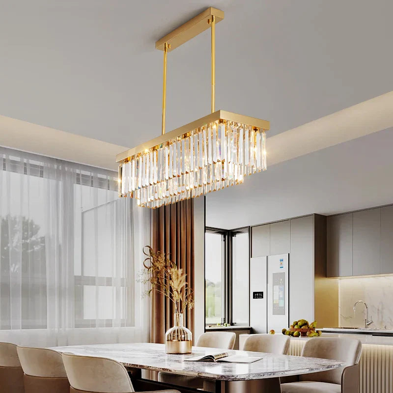 Afralia™ Crystal Chandelier: Nordic Minimalist Rectangular Restaurant Lighting