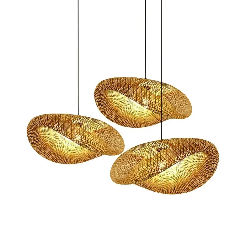 Afralia™ Bamboo Chandelier: Handwoven LED Ceiling Pendant for Home Decor