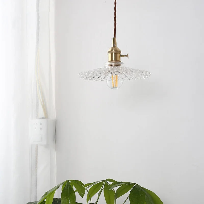 Afralia™ Glass Copper LED Pendant Lamp with Wire Adjustment & Knob Switch