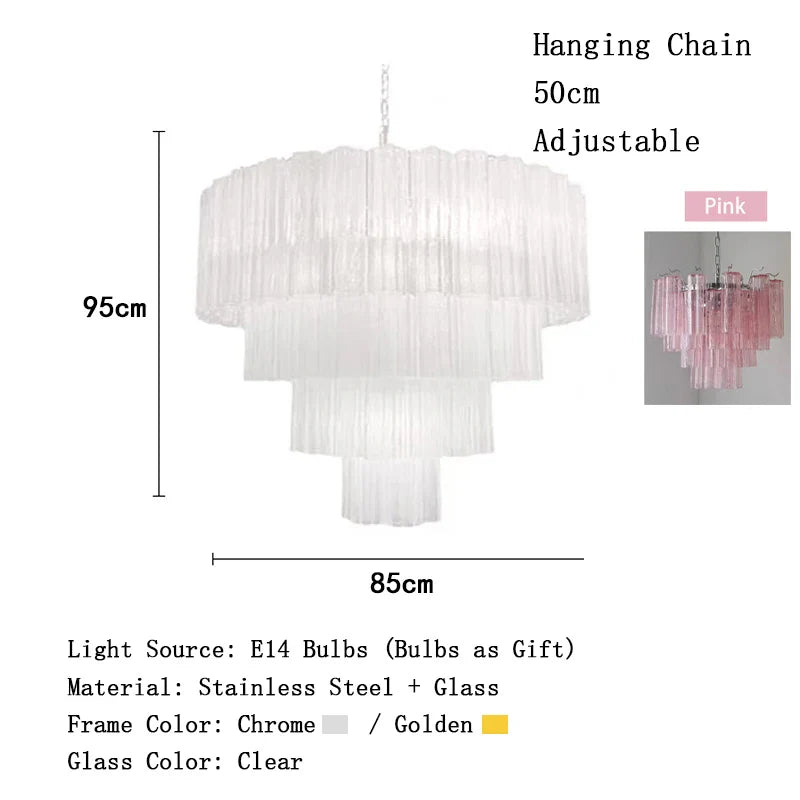 Afralia™ Pink Glass Chandelier LED Light Fixture for Ceiling Living Room Decor
