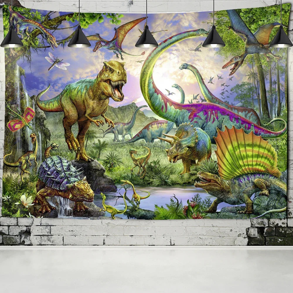 Afralia™ Dinosaur Age Tapestry Wall Hanging Abstract Art Animal Psychedelic Mystery Tapiz