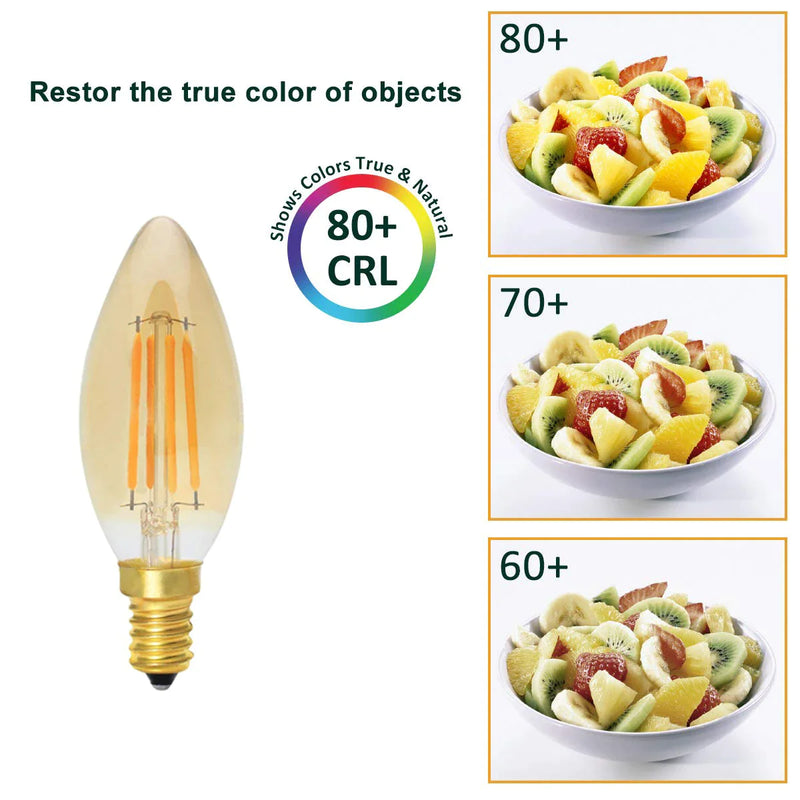 Afralia™ Retro LED Filament Bulbs Dimmable C35 4W Warm White 2200K Amber Glass Candle Lamp