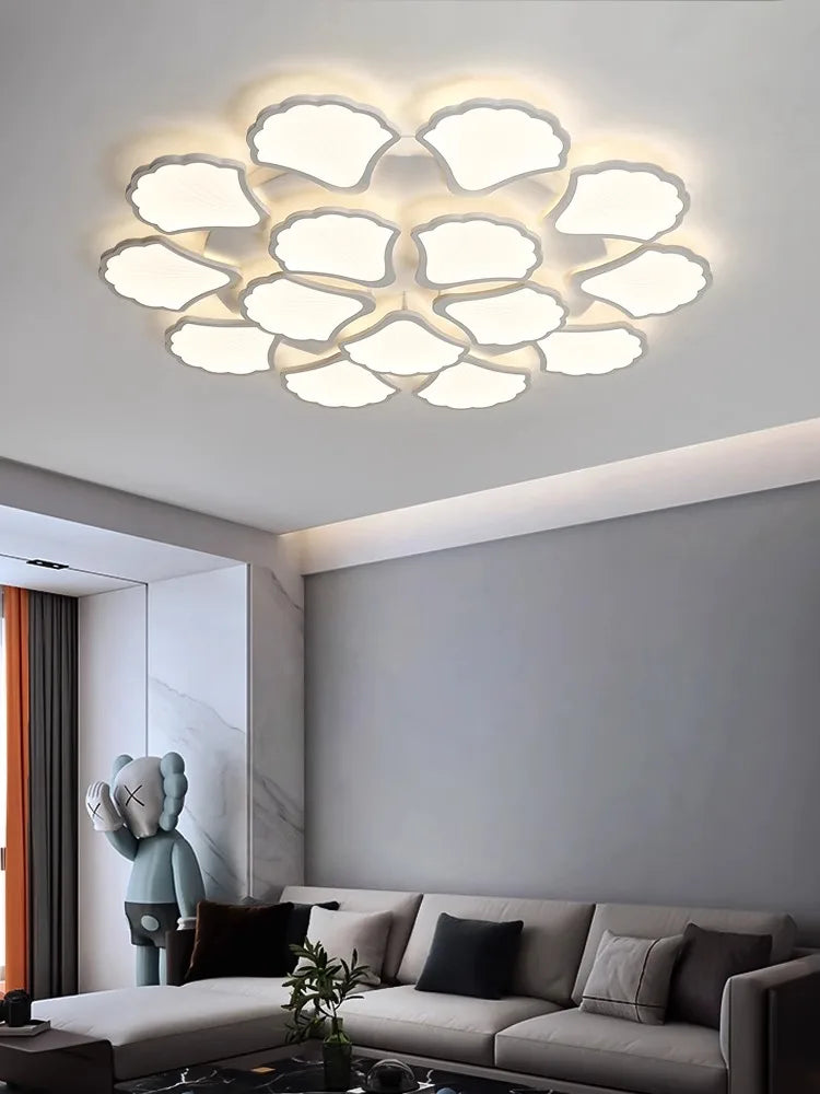 Afralia™ Ginkgo Biloba LED Ceiling Lamp Dimmable Minimalist Modern Indoor Light Fixtures